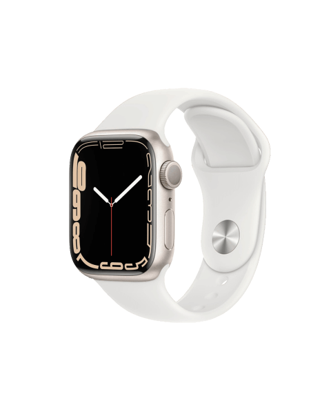 Apple Watch Series 7 | 41mm | Aluminium Case Sterrenlicht Wit | Wit sportbandje | GPS | WiFi + 4G