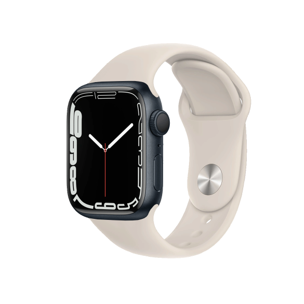 Apple Watch Series 7 | 41mm | Aluminium Case Middernacht Blauw | Wit sportbandje | GPS | WiFi