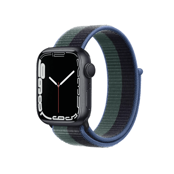 Apple Watch Series 7 | 41mm | Aluminium Case Middernacht Blauw | Middernacht/Eucalyptus Sportloop | GPS | WiFi