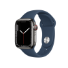 Apple Watch Series 7 | 41mm | Stainless Steel Case Grafiet | Blauw sportbandje | GPS | WiFi + 4G