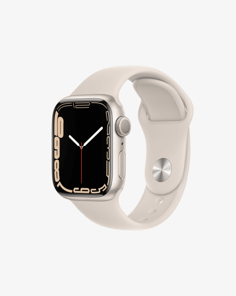Apple Watch Series 7 | 41mm | Aluminium Case Sterrenlicht Wit | Sterrenlicht Wit sportbandje | GPS | WiFi