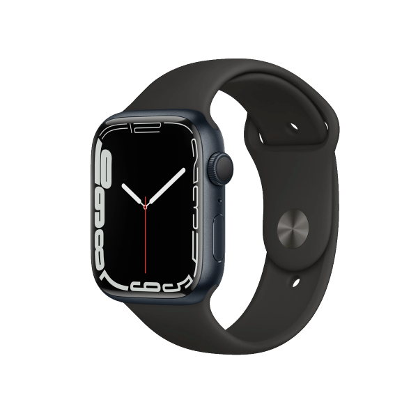 Apple Watch Series 7 | 45mm | Aluminium Case Middernacht Blauw | Zwart sportbandje | GPS | WiFi