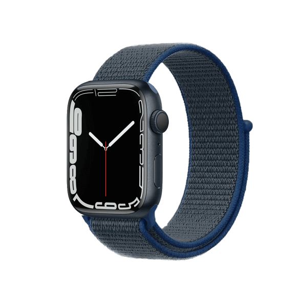 Apple Watch Series 7 | 45mm | Aluminium Case Middernacht Blauw | Blauwe sport loop | GPS | WiFi + 4G