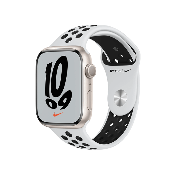 Apple Watch Series 7 | 45mm | Aluminium Case Sterrenlicht Wit | Wit Nike sportbandje | GPS | WiFi