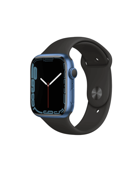 Apple Watch Series 7 | 45mm | Aluminium Case Blauw | Zwart sportbandje | GPS | WiFi + 4G