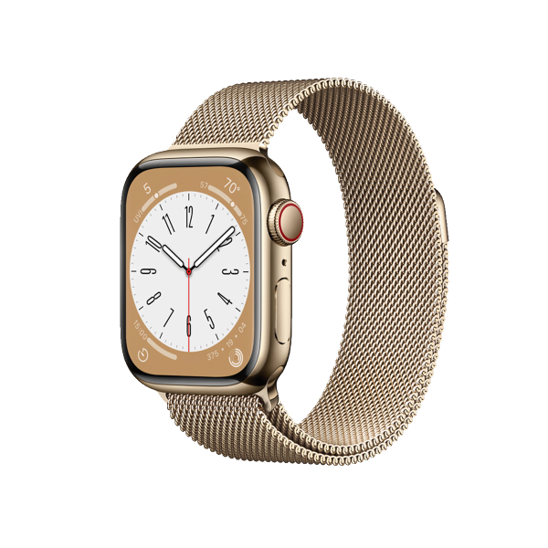 Apple Watch Series 7 | 45mm | Stainless Steel Case Goud | Goud Milanees bandje | GPS | WiFi + 4G