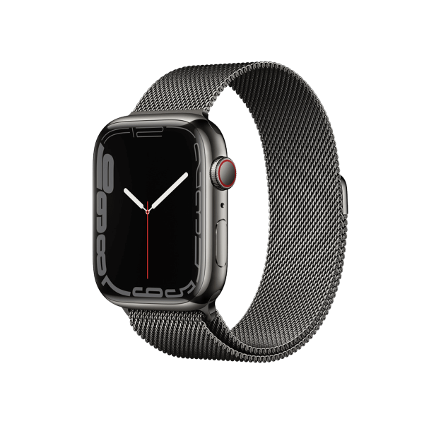 Apple Watch Series 7 | 45mm | Stainless Steel Case Grafiet | Grafiet Milanees bandje | GPS | WiFi + 4G