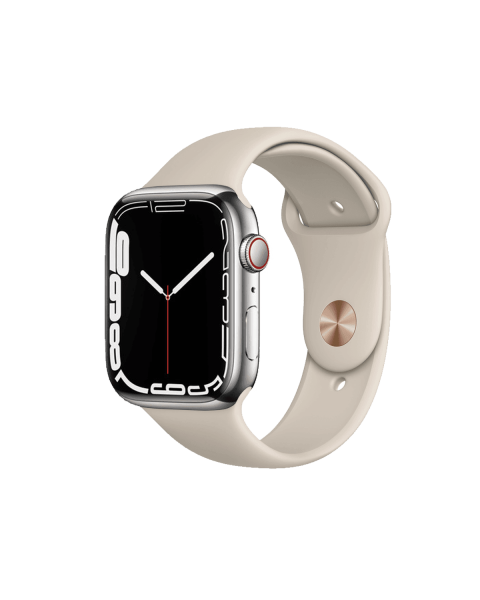 Apple Watch Series 7 | 45mm | Stainless Steel Case Zilver | Stone sportbandje | GPS | WiFi + 4G