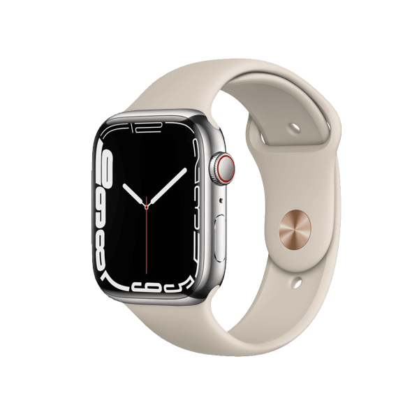 Apple Watch Series 7 | 45mm | Stainless Steel Case Zilver | Stone sportbandje | GPS | WiFi + 4G