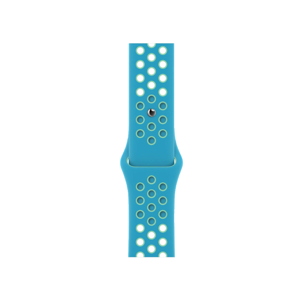 Apple Watch Series 7 | 45mm | Titanium Case Goud | Chloorblauw/Groen Glow Nike sportbandje | GPS | WiFi + 4G