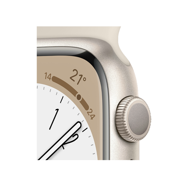 Apple Watch Series 8 | 41mm | Aluminium Case Sterrenlicht Wit | Wit sportbandje | GPS | WiFi