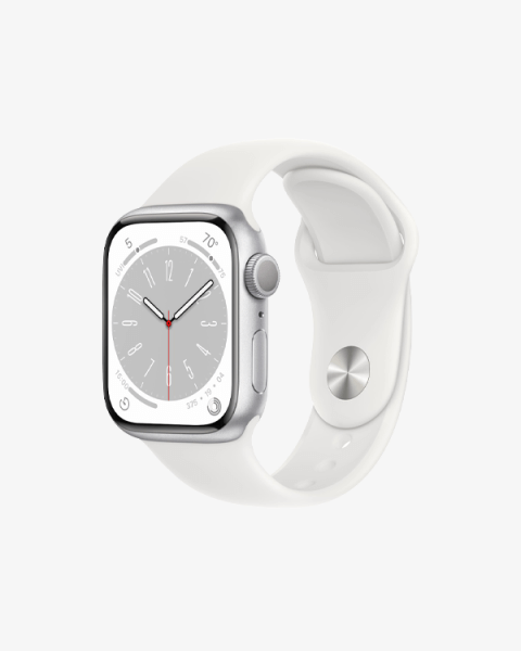Apple Watch Series 8 | 41mm | Aluminium Case Zilver | Wit sportbandje | GPS | WiFi