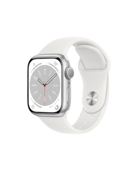 Apple Watch Series 8 | 41mm | Aluminium Case Zilver | Wit sportbandje | GPS | WiFi