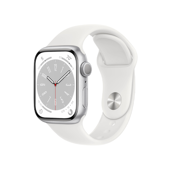Apple Watch Series 8 | 41mm | Aluminium Case Zilver | Wit sportbandje | GPS | WiFi