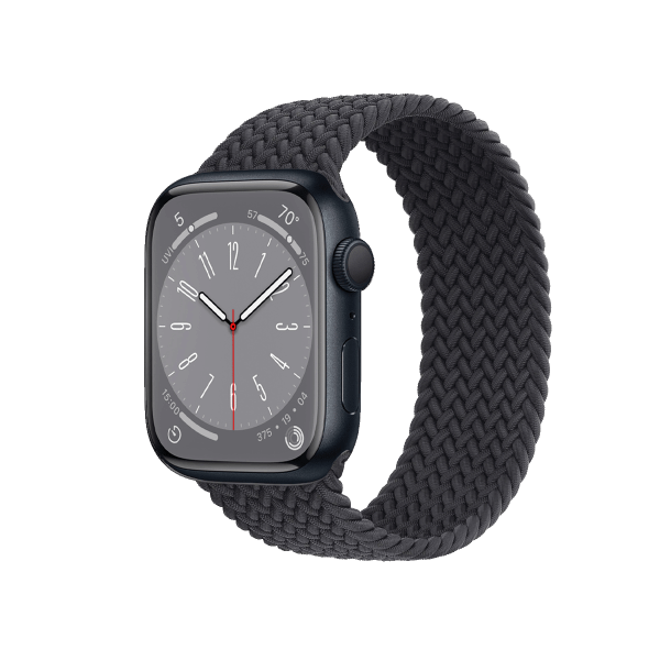 Apple Watch Series 8 | 45mm | Aluminium Case Middernacht Blauw | Middernacht Blauw Geweven Solo Loop | GPS | WiFi + 4G