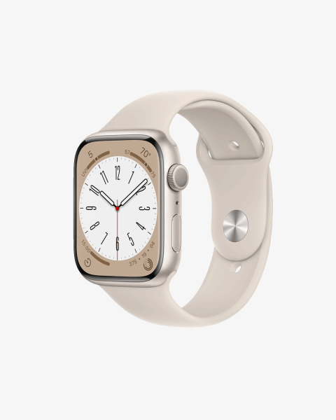 Apple Watch Series 8 | 45mm | Aluminium Case Sterrenlicht Wit | Sterrenlicht Wit sportbandje | GPS | WiFi