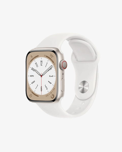 Apple Watch Series 8 | 45mm | Aluminium Case Sterrenlicht Wit | Wit sportbandje | GPS | WiFi