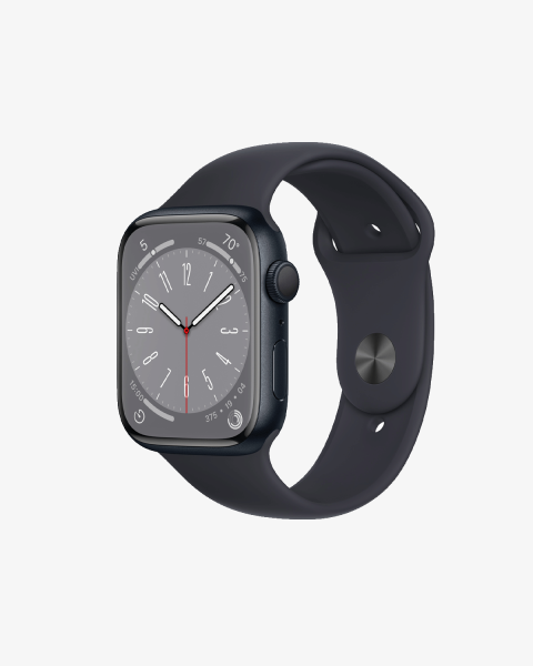 Apple Watch Series 8 | 45mm | Aluminium Case Middernacht Blauw | Middernacht Blauw sportbandje | GPS | WiFi + 4G