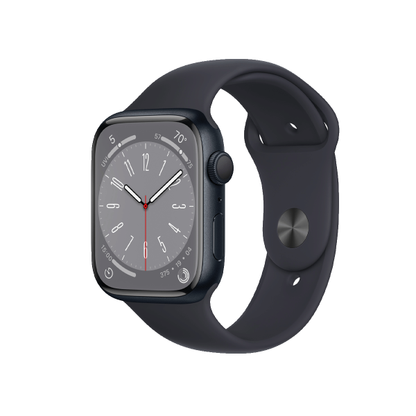 Apple Watch Series 8 | 45mm | Aluminium Case Middernacht Blauw | Middernacht Blauw sportbandje | GPS | WiFi