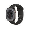 Apple Watch Series 8 | 45mm | Stainless Steel Case Grafiet | Zwart sportbandje | GPS | WiFi + 4G