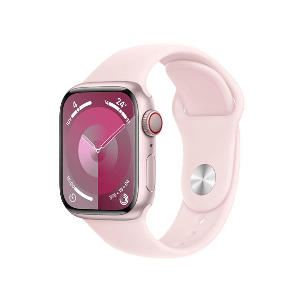 Apple Watch Series 9 | 41mm | Aluminium Case Roze | Roze sportbandje M/L | GPS | WiFi + 4G