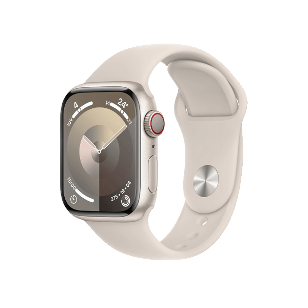 Apple Watch Series 9 | 41mm | Aluminium Case Sterrenlicht | Sterrenlicht sportbandje M/L | GPS | WiFi + 4G
