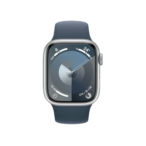 Apple Watch Series 9 | 41mm | Aluminium Case Zilver | Blauw sportbandje M/L | GPS | WiFi