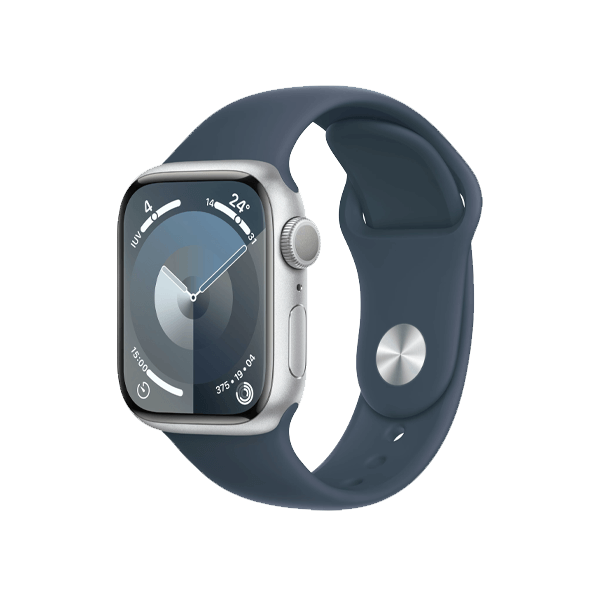 Apple Watch Series 9 | 41mm | Aluminium Case Zilver | Blauw sportbandje M/L | GPS | WiFi