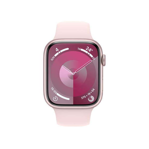Apple Watch Series 9 | 45mm | Aluminium Case Roze | Roze sportbandje M/L | GPS | WiFi