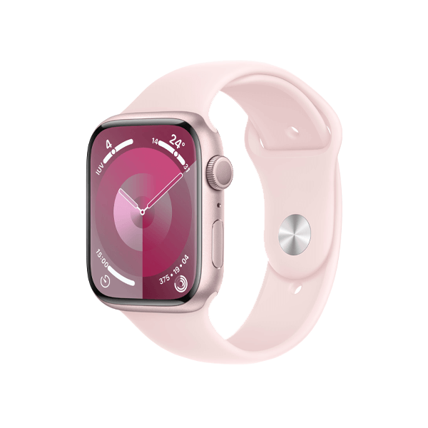 Apple Watch Series 9 | 45mm | Aluminium Case Roze | Roze sportbandje M/L | GPS | WiFi