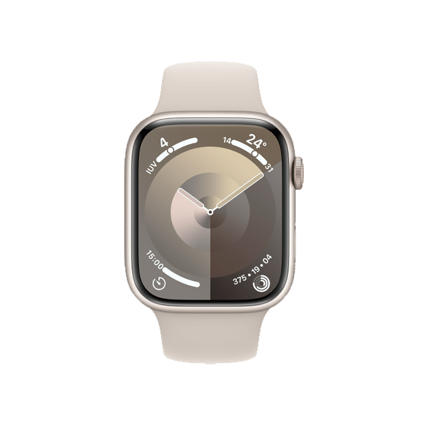 Apple Watch Series 9 | 45mm | Aluminium Case Sterrenlicht | Sterrenlicht sportbandje M/L | GPS | WiFi + 4G