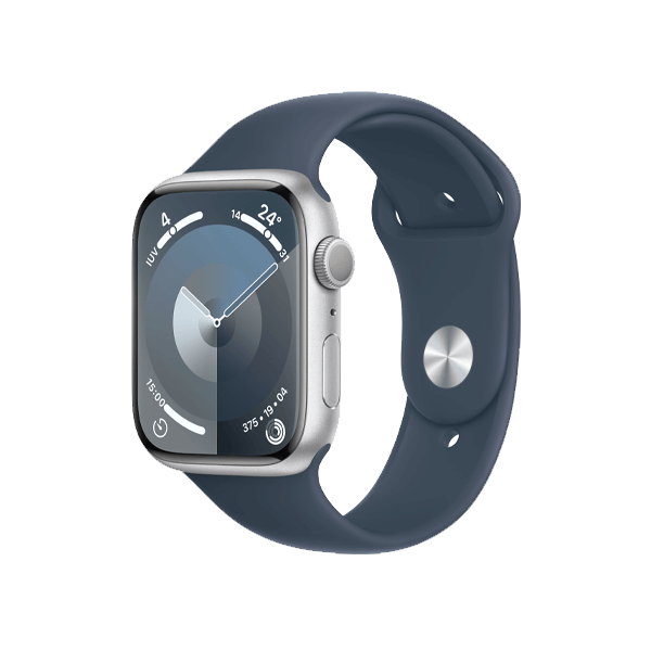 Apple Watch Series 9 | 45mm | Aluminium Case Zilver | Blauw sportbandje M/L | GPS | WiFi