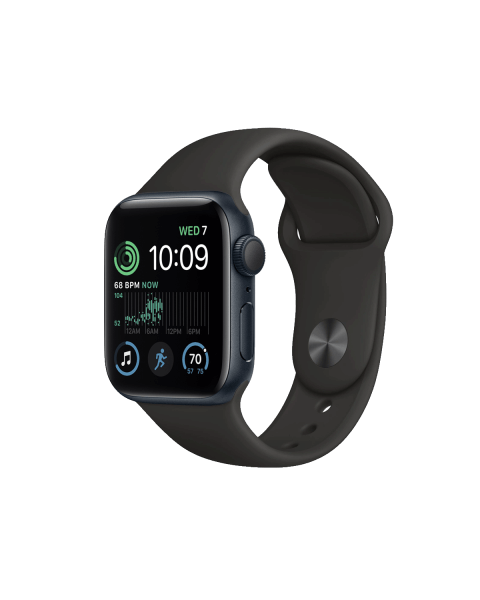 Apple Watch Series SE 2022 | 40mm | Aluminium Case Middernacht Blauw | Zwart sportbandje | GPS | WiFi + 4G