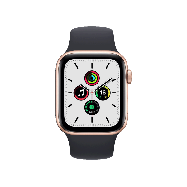 Apple Watch Series SE | 40mm | Aluminium Case Rosé Goud | Zwart sportbandje | GPS | WiFi + 4G