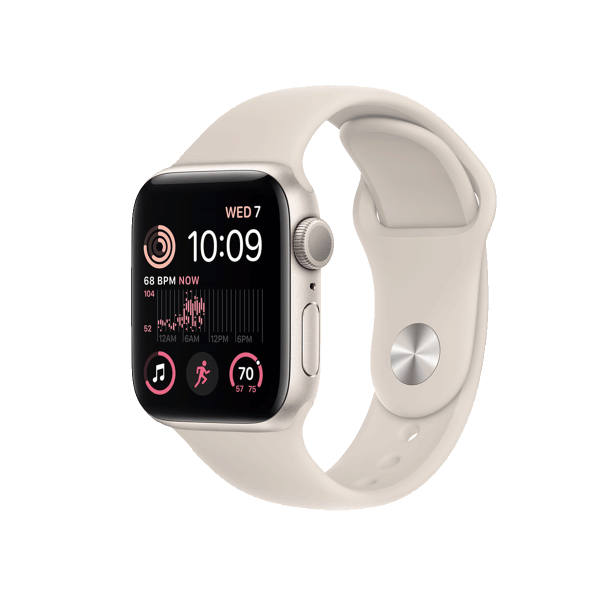 Apple Watch Series SE 2022 | 40mm | Aluminium Case Sterrenlicht Wit | Sterrenlicht Wit sportbandje | GPS | WiFi