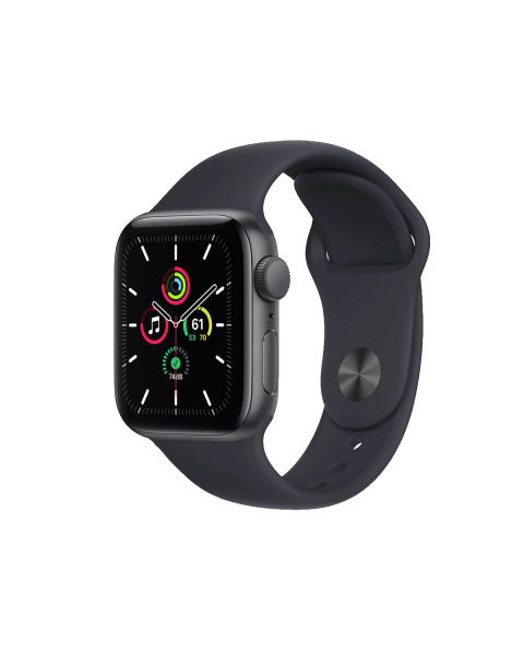 Apple Watch Series SE | 40mm | Aluminium Case Spacegrijs | Middernacht Blauw sportbandje | GPS | WiFi + 4G