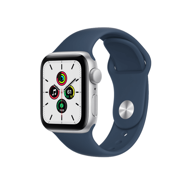 Apple Watch Series SE | 40mm | Aluminium Case Zilver | Blauw sportbandje | GPS | WiFi + 4G