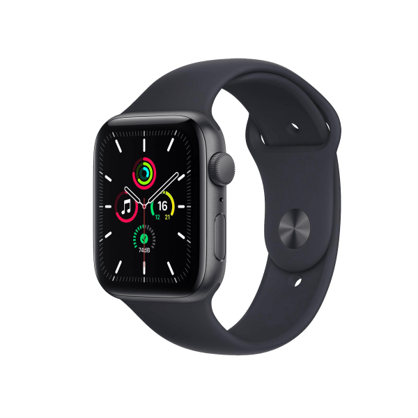 Apple Watch Series SE | 44mm | Aluminium Case Spacegrijs | Middernacht blauw sportbandje | GPS | WiFi + 4G