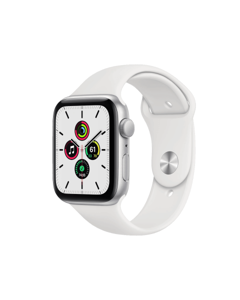 Refurbished Apple Watch Series SE | 44mm | Aluminium Case Zilver | Wit sportbandje | GPS | WiFi