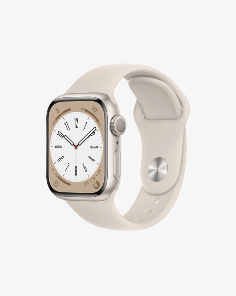 Apple Watch Series 8 | 41mm | Aluminium Case Sterrenlicht Wit | Sterrenlicht Wit sportbandje | GPS | WiFi