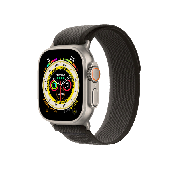 Apple Watch Ultra | 49mm | Titanium Case | Zwart/Grijs Bandje | GPS | WiFi + 4G