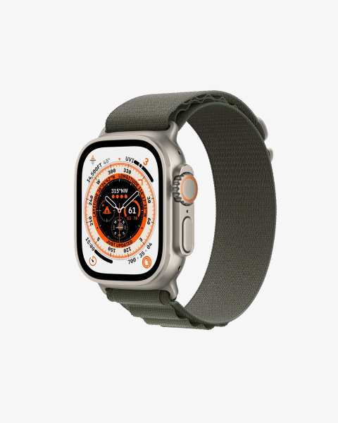 Apple Watch Ultra | 49mm | Titanium Case | Groen Alpine bandje | GPS | WiFi + 4G