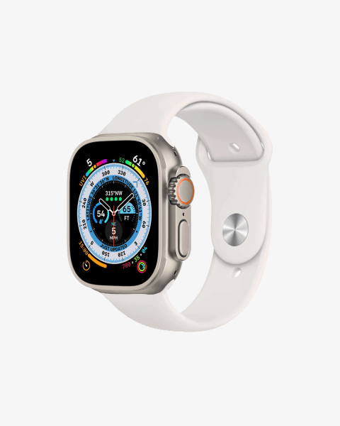 Apple Watch Ultra | 49mm | Titanium Case | Wit sportbandje | GPS | WiFi + 4G