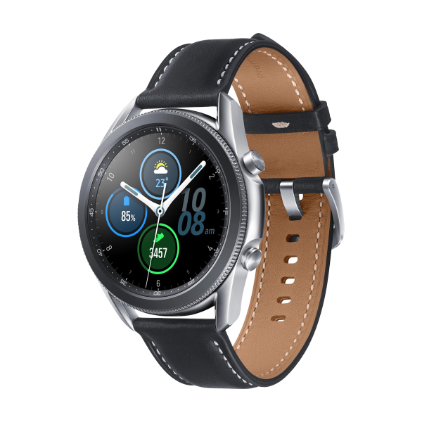 Galaxy Watch3 | 41 | Stainless steel case Zilver | Zwart leren band | GPS | WiFi + 4G