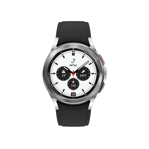 Galaxy Watch4 Classic | 42mm | Stainless Steel Case Zilver | Zwart sportbandje | GPS | WiFi + 4G