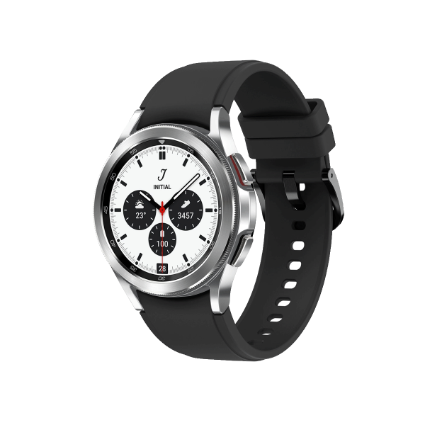 Galaxy Watch4 Classic | 42mm | Stainless Steel Case Zilver | Zwart sportbandje | GPS | WiFi + 4G