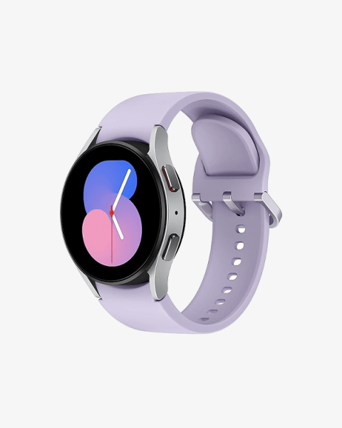 Galaxy Watch5 | 40mm | Aluminium Case Zilver | Paars sportbandje | GPS | WiFi