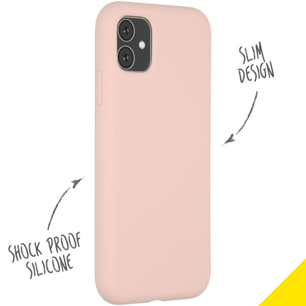 Accezz Liquid Silicone Backcover iPhone 11 - Roze / Rosa / Pink