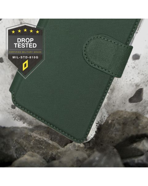 Accezz Xtreme Wallet Bookcase iPhone 12 (Pro) - Donkergroen / Dunkelgrün  / Dark Green