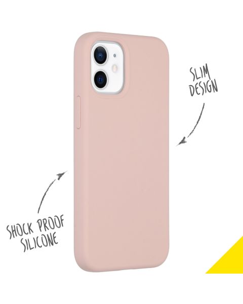 Accezz Liquid Silicone Backcover iPhone 12 Mini - Roze / Rosa / Pink